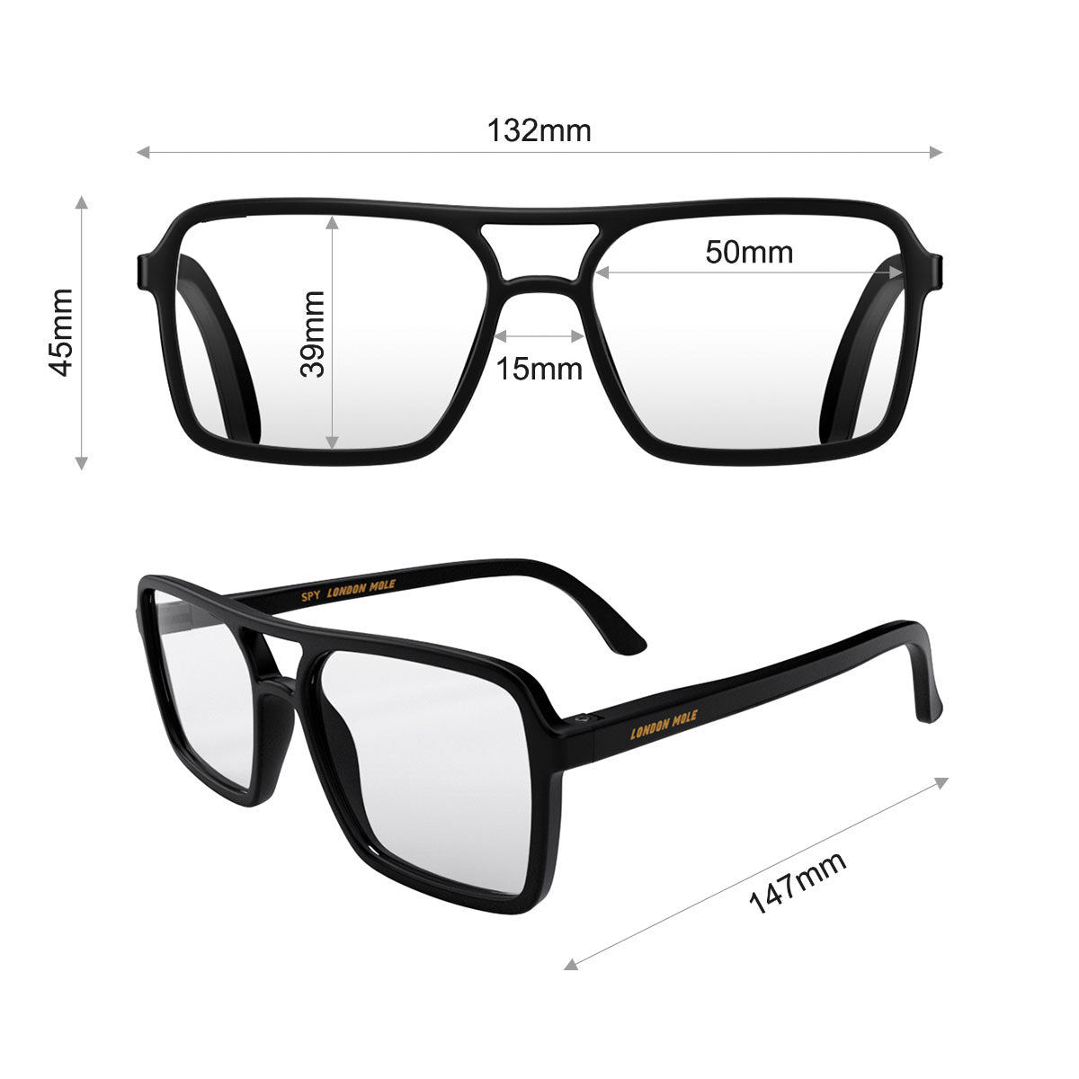 London Mole Spy Blue Blocker Glasses Matte Black