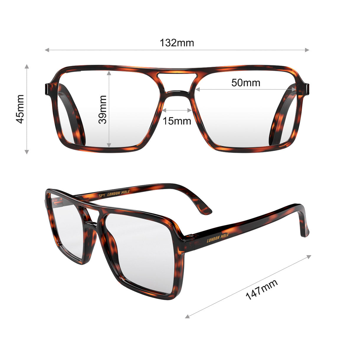 London Mole Spy Blue Blocker Glasses Tortoise Shell