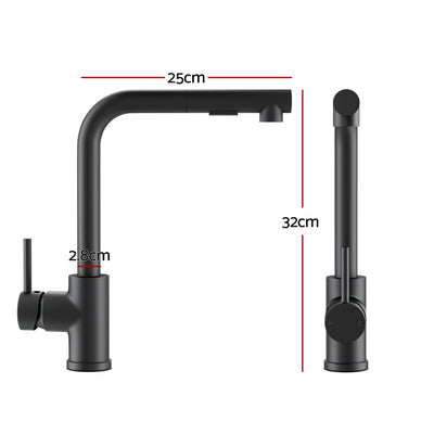 Kitchen Mixer Tap Pull Out Rectangle 2 Mode Sink Basin Faucet Swivel WELS Black
