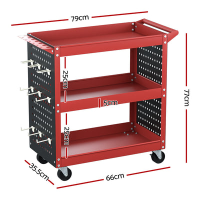 Giantz 3-Tier Tool Cart Trolley Toolbox Workshop Garage Storage Organizer 150kg