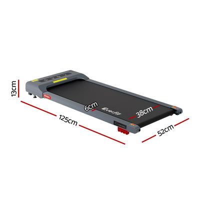 Everfit Treadmill Electric Walking Pad Incline Under Desk Home Gym 380mm Grey
