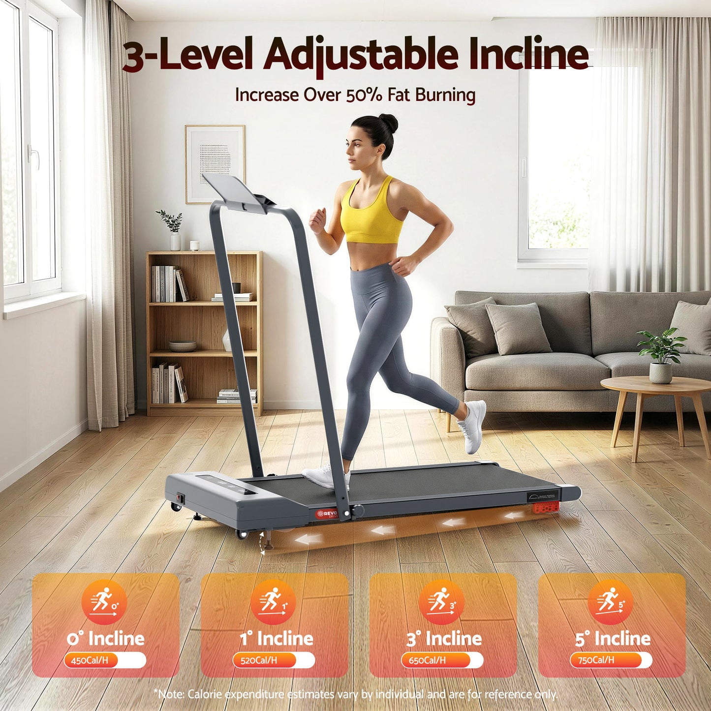 Everfit Treadmill Electric Walking Pad Incline Under Desk 380mm Grey