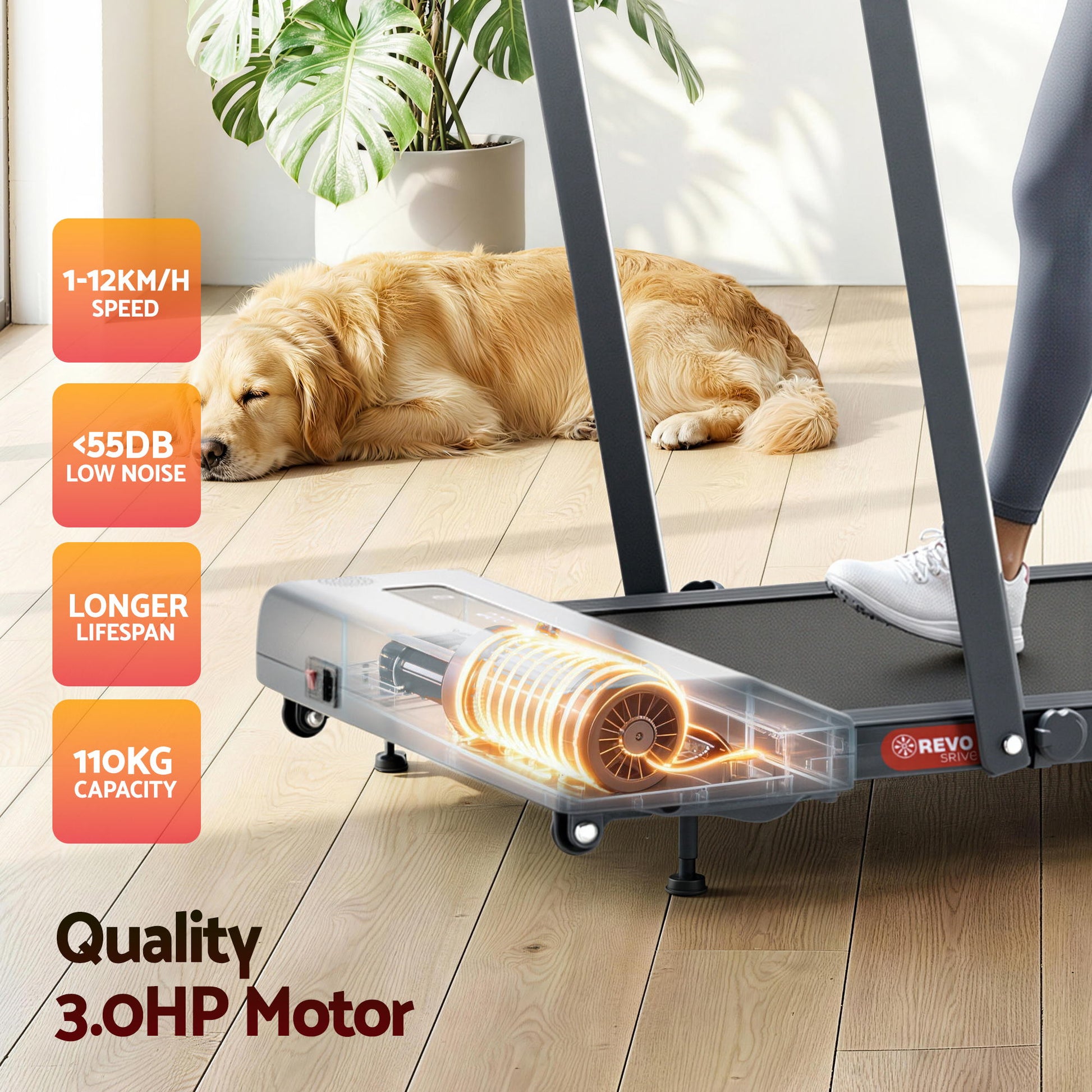 Everfit Treadmill Electric Walking Pad Incline Under Desk 380mm Grey