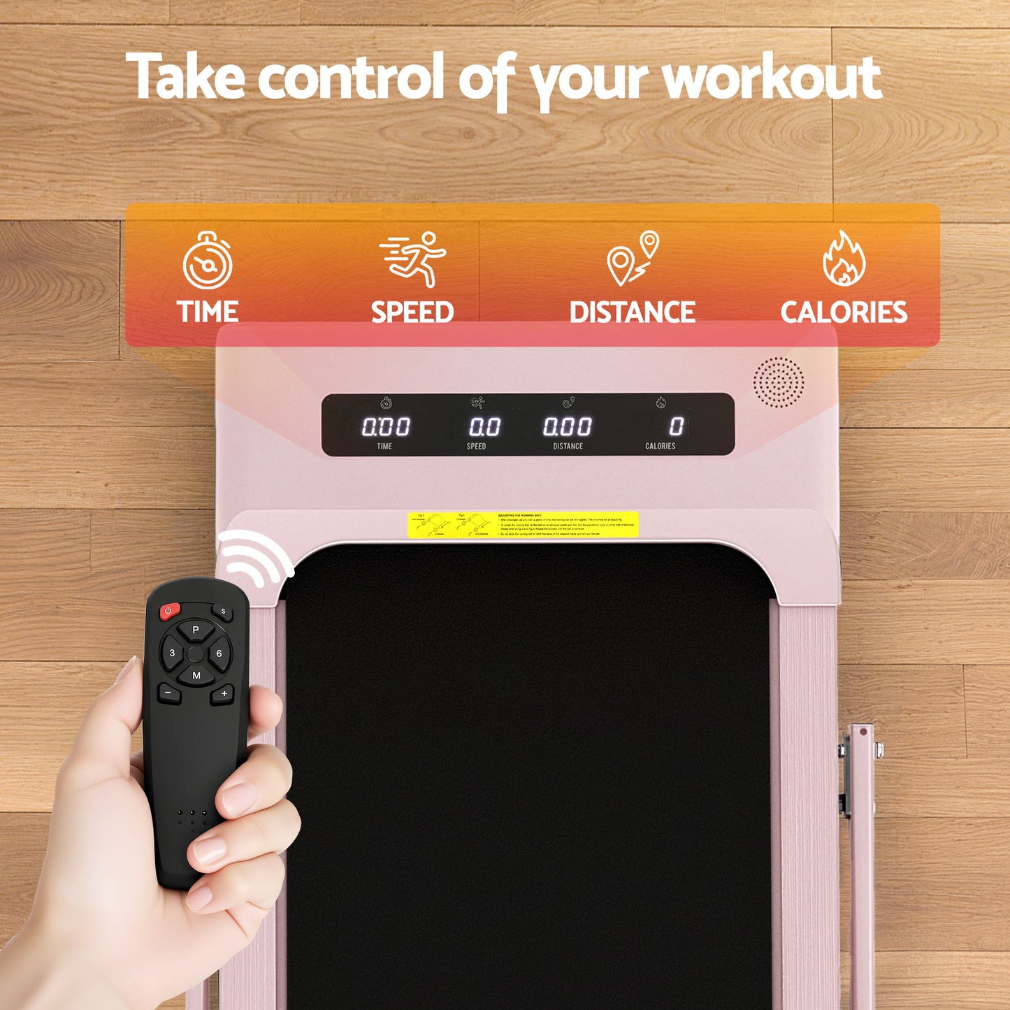 Everfit Treadmill Electric Walking Pad Incline Under Desk 380mm Pink