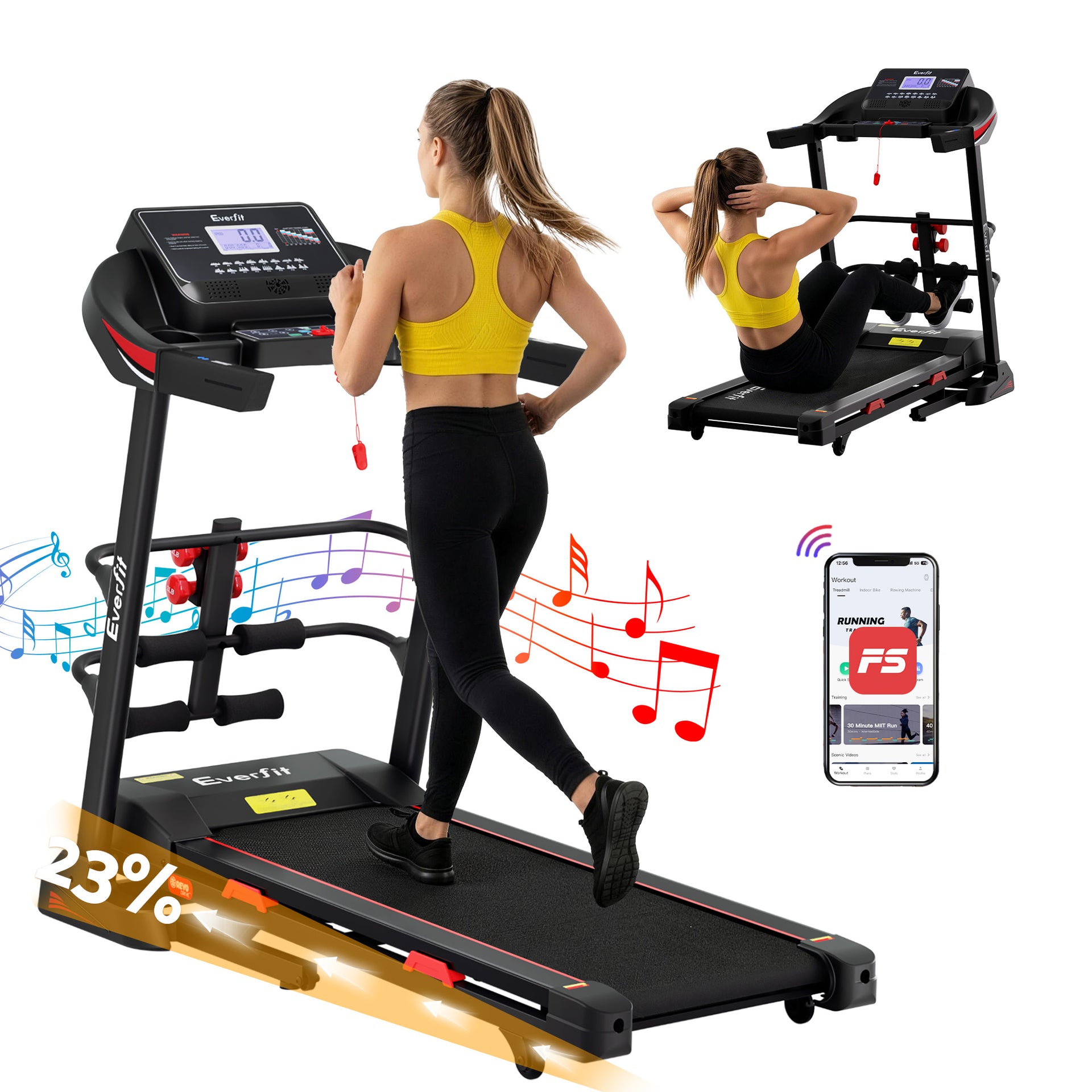 Everfit Treadmill Electric Home Gym Fitness Exercise Machine w/ Sit Up Bar 450mm Everfit Treadmill Electric Home Gym Fitness Exercise Machine w/ Sit Up Bar 450mm