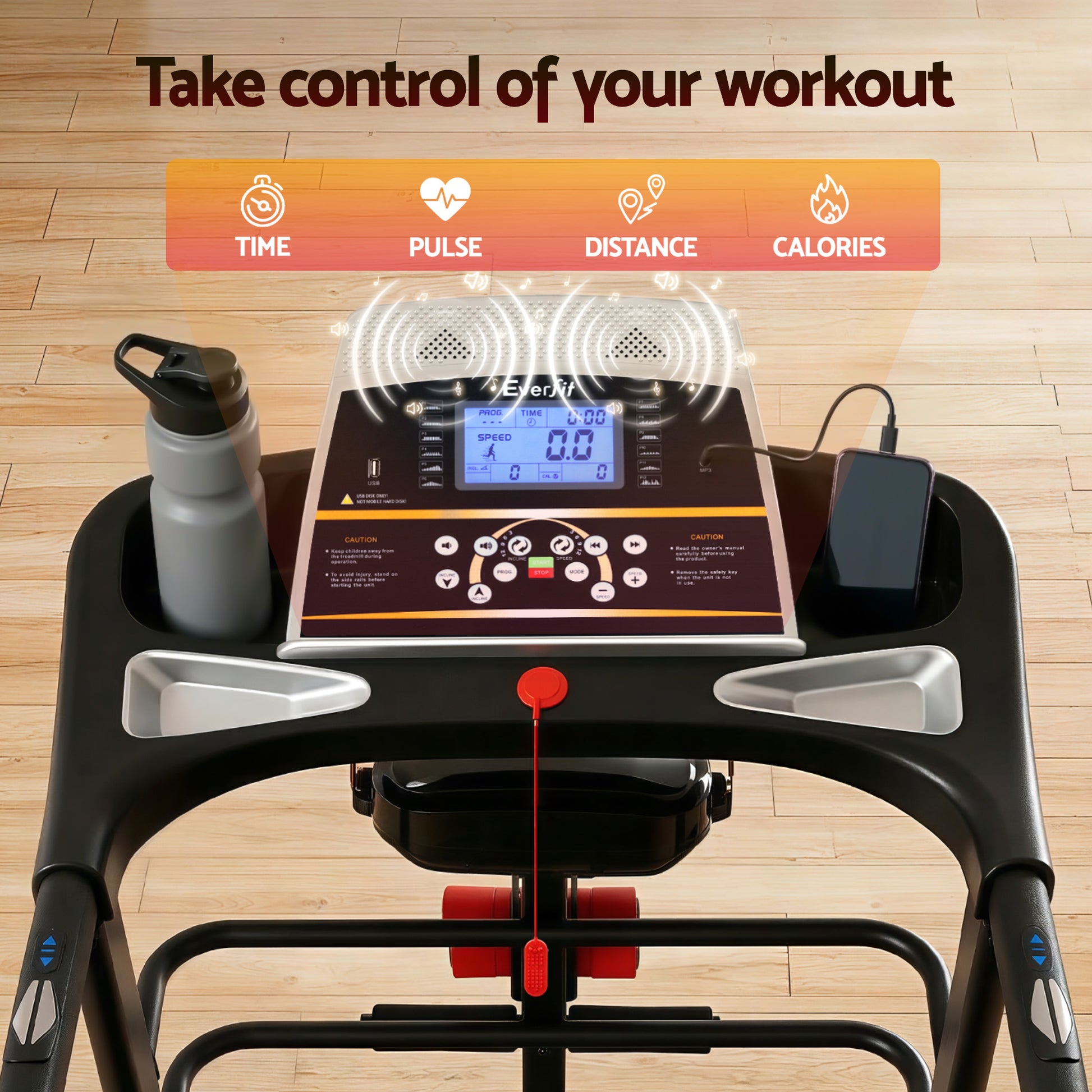 Everfit Treadmill Electric Home Gym Fitness Exercise Machine w/ Massager 480mm