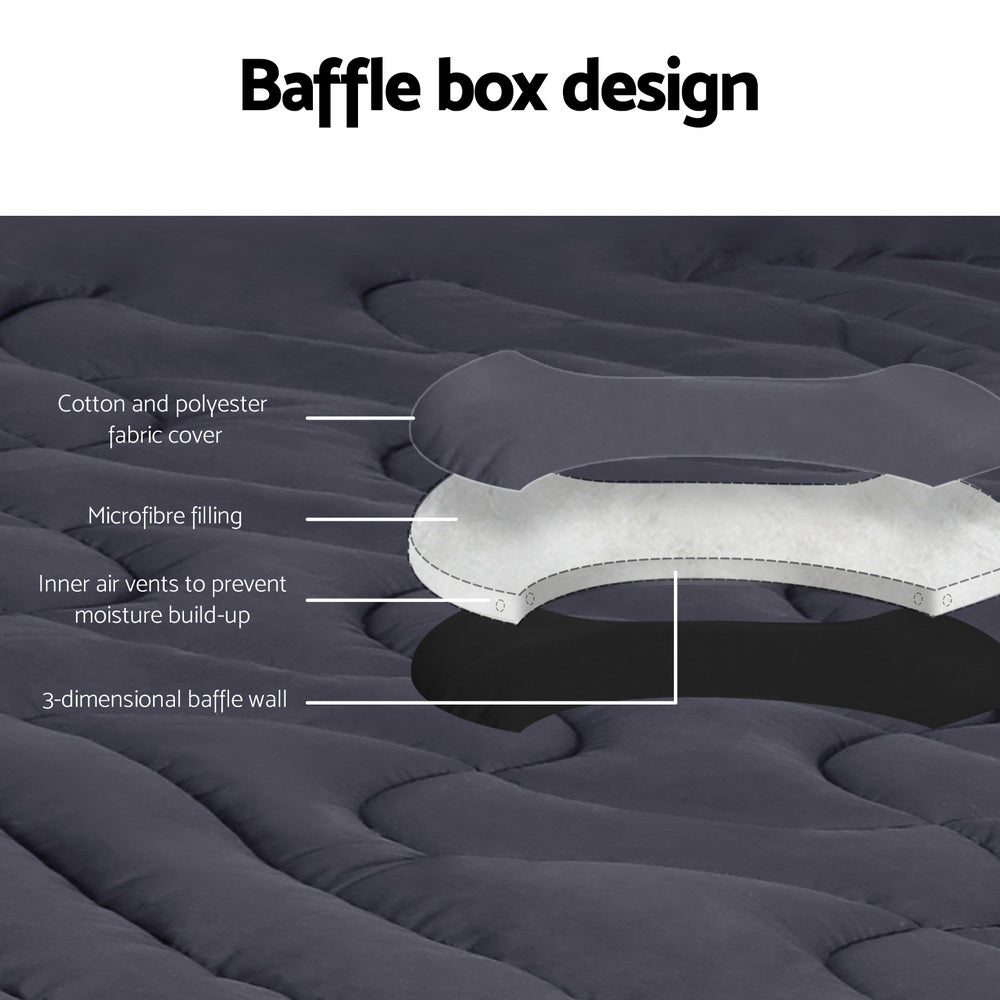 Giselle Bedding 3-Zone Pillowtop Mattress Topper 1000GSM for Back Pain Relief Washable with 45cm Deep Pocket King Single