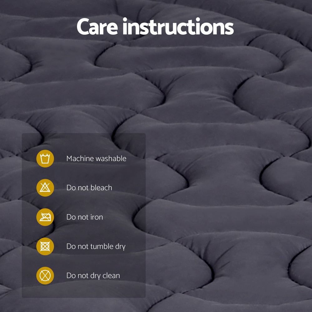 Giselle Bedding 3-Zone Pillowtop Mattress Topper 1000GSM for Back Pain Relief Washable with 45cm Deep Pocket King Single