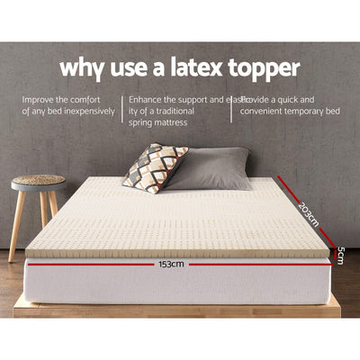 Giselle Bedding Pure Natural Latex Mattress Topper 7 Zone 5cm Queen