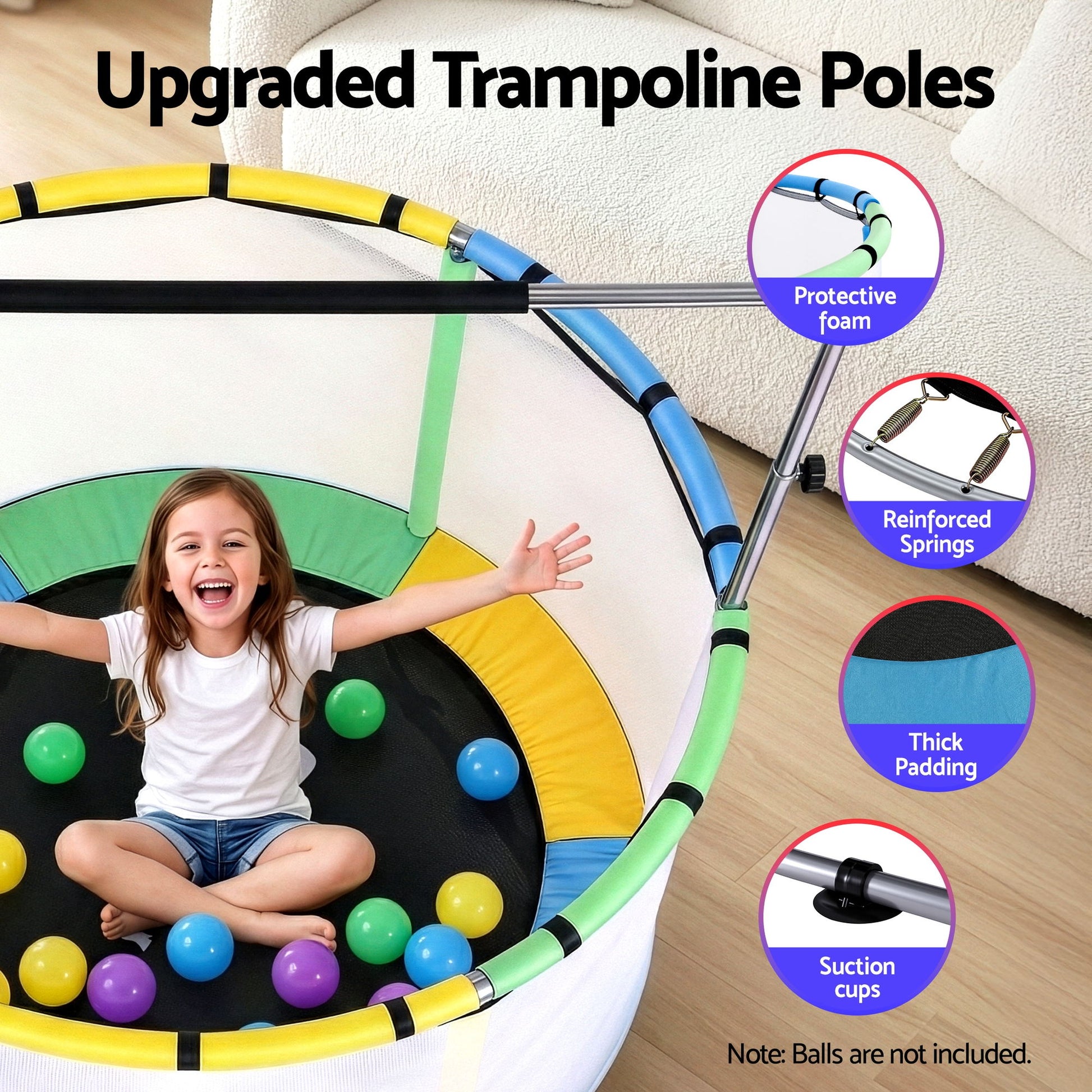 Everfit 55inch Trampoline Kids Rebounder with Basketball Set Sandbag Boxing Game