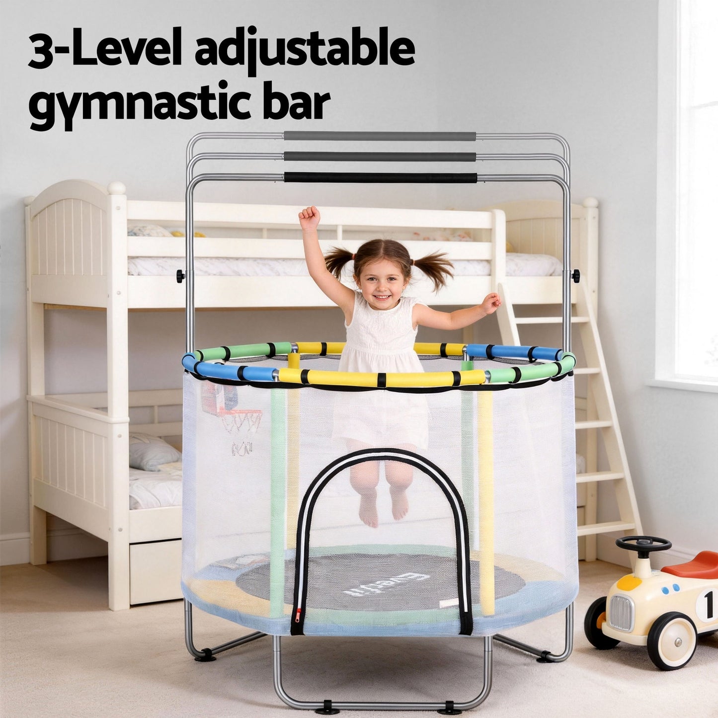 Everfit 55inch Trampoline Kids Rebounder with Basketball Set Sandbag Boxing Game