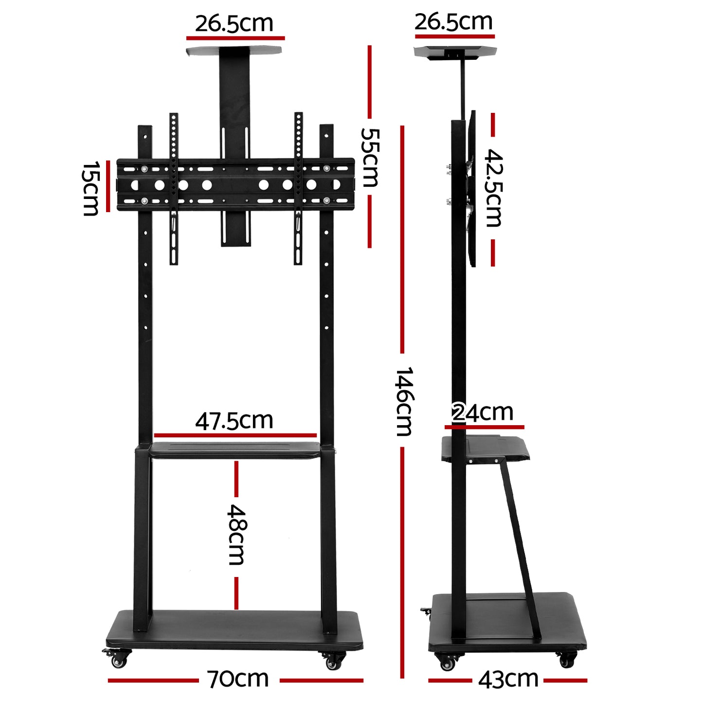 Artiss Mobile TV Stand for 32"-75" TVs