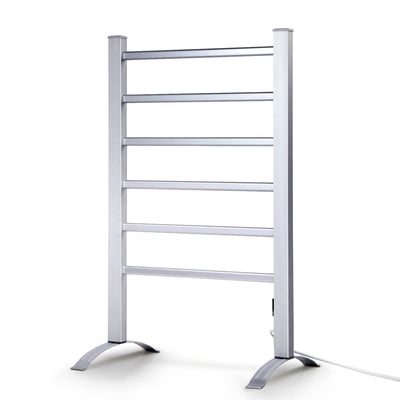 Devanti Electric Heated Towel Rail Rails Warmer Rack Aluminium 6 Bars