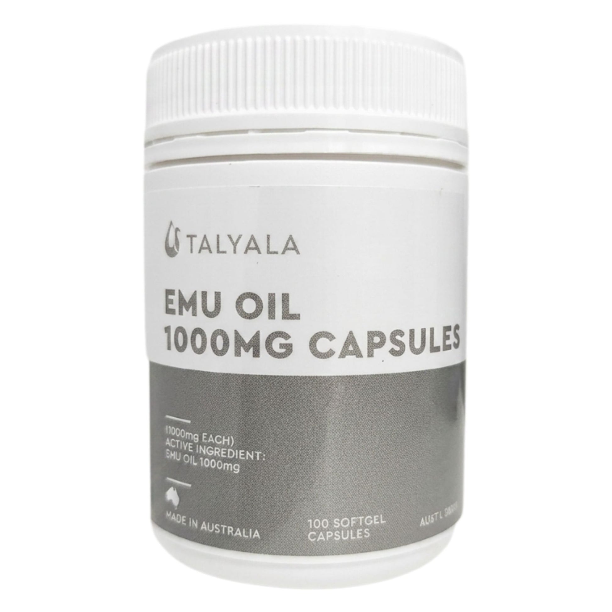 Talyala Emu Oil 1000 mg Capsules - 100 Softgel Capsules Jar