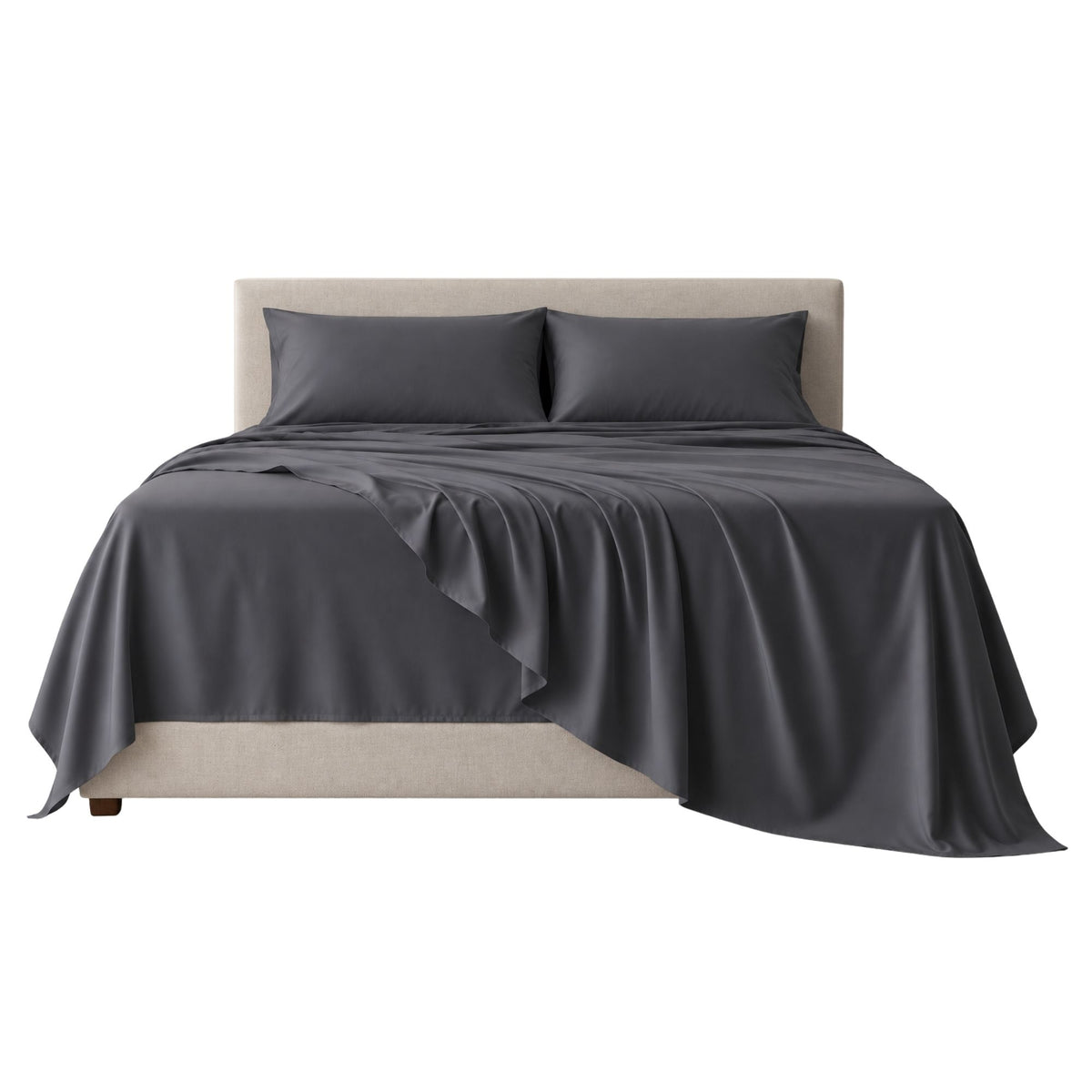 Tatibah Queen Bamboo Viscose Bed Sheet Set Deep 400 Thread Count - Charcoal