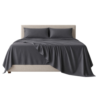 Tatibah King Bamboo Viscose Sheet Set Deep Fit 400 Thread Count - Charcoal