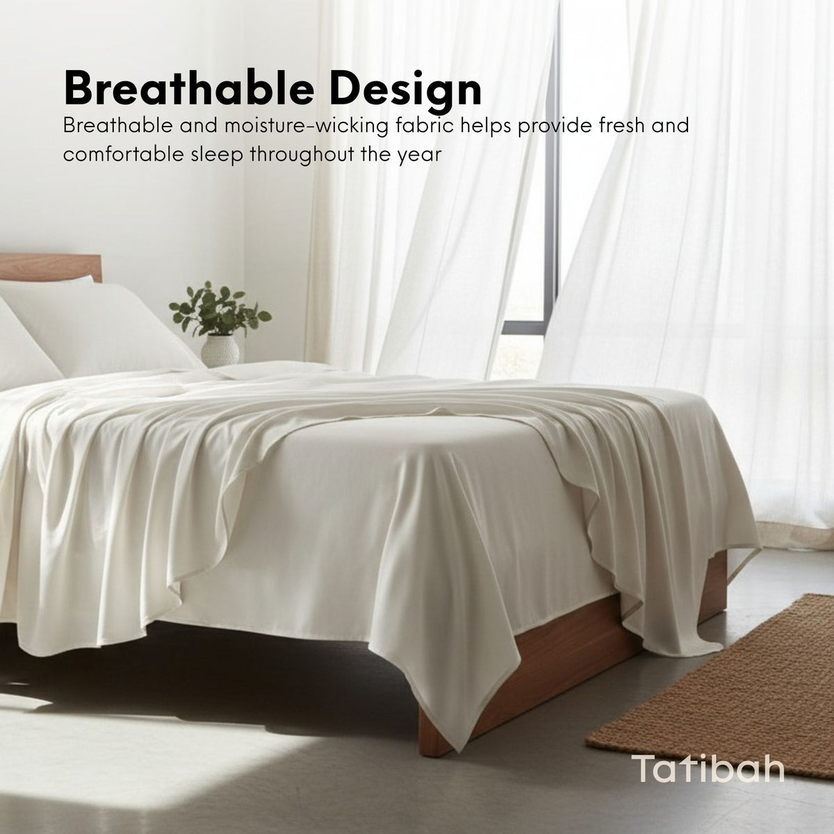 Tatibah King Bamboo Viscose Bed Sheet Set Deep Fit 400 Thread Count - White