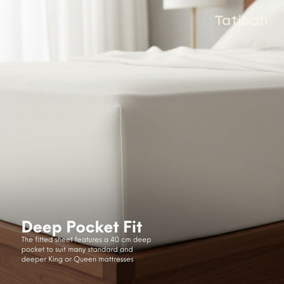 Tatibah Queen Bamboo Viscose Sheet Set Deep Fit 400 Thread Count - White