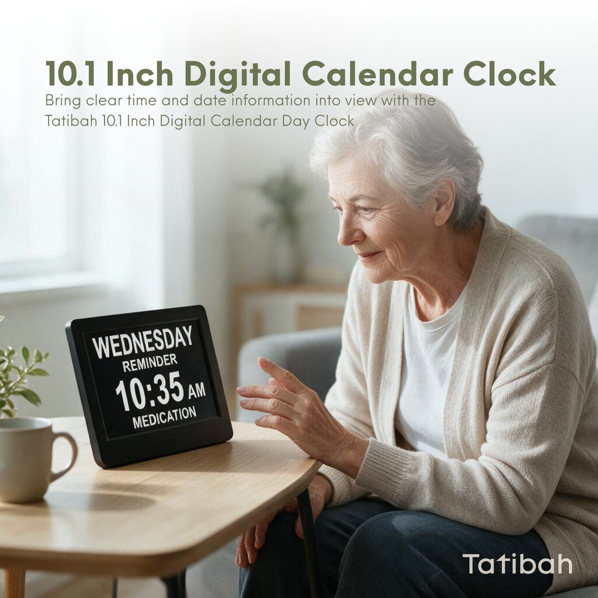 Tatibah 10.1 Inch Digital Calendar Clock Large Font for Elderly with Remote