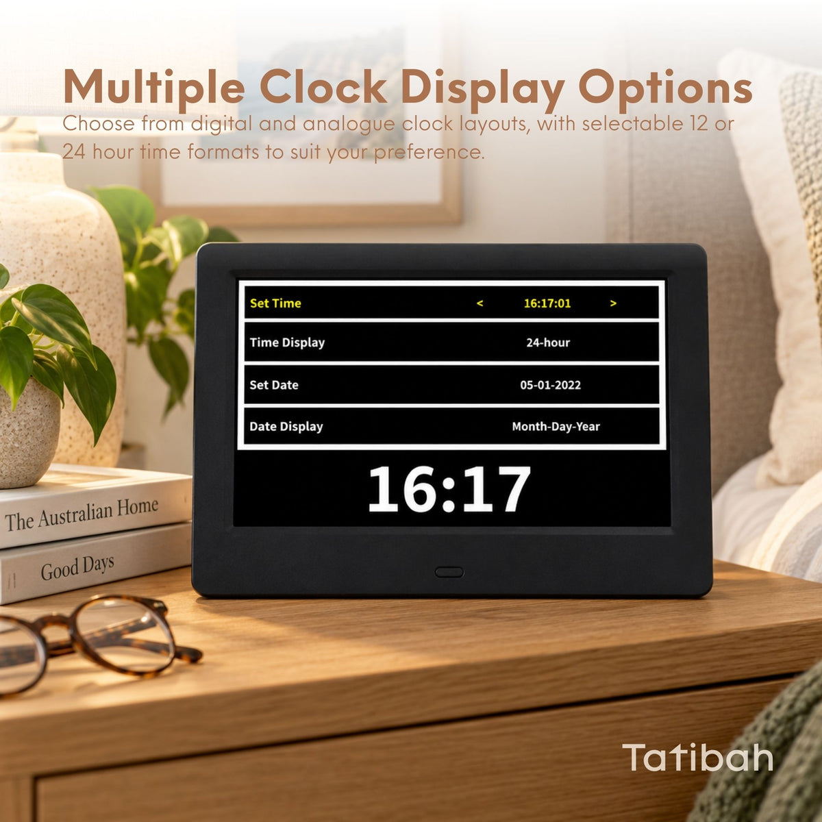 Tatibah 10.1 Inch Digital Calendar Clock Large Font for Elderly with Remote