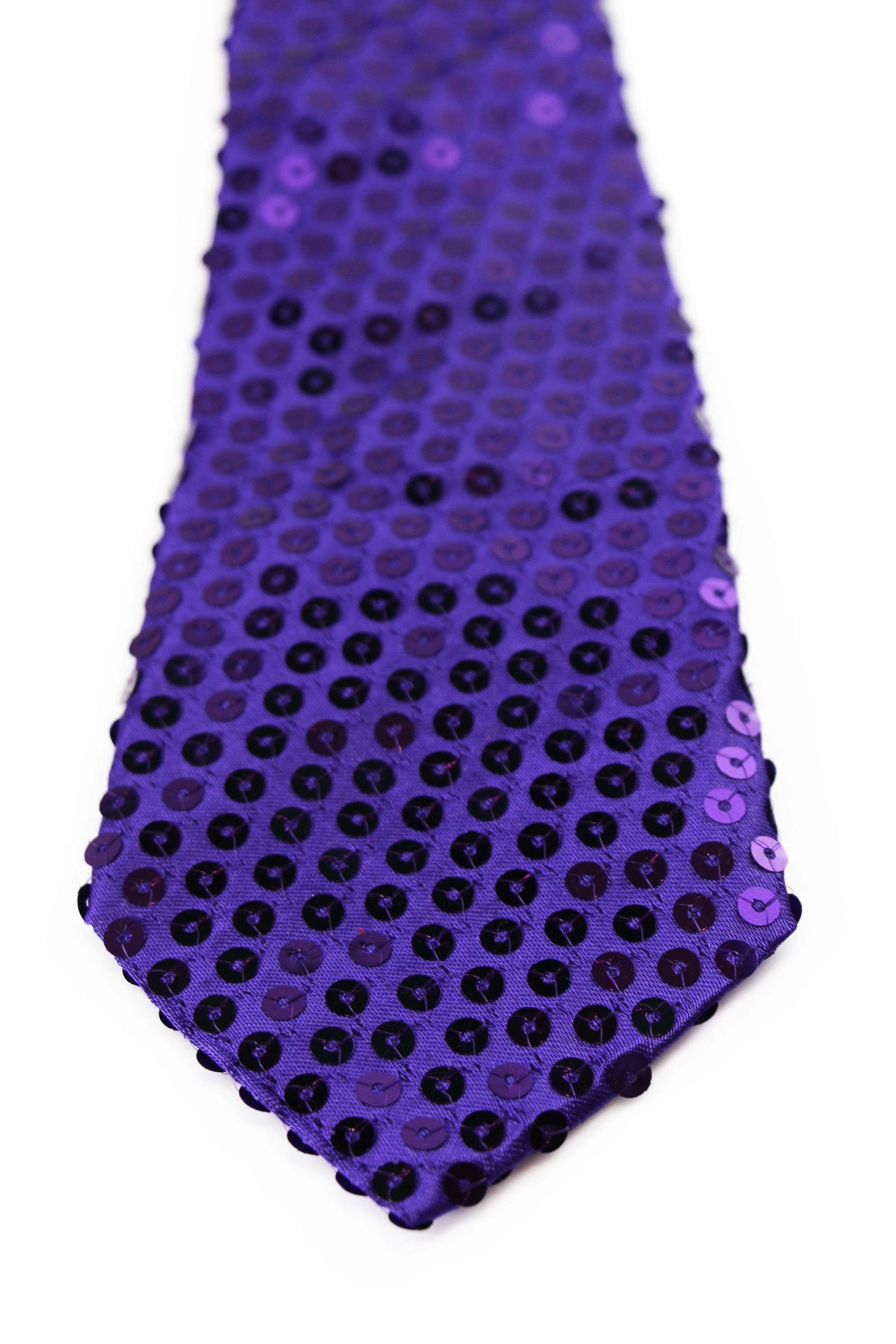 Teen Boys Kids Purple Sequin Elastic Neck Tie