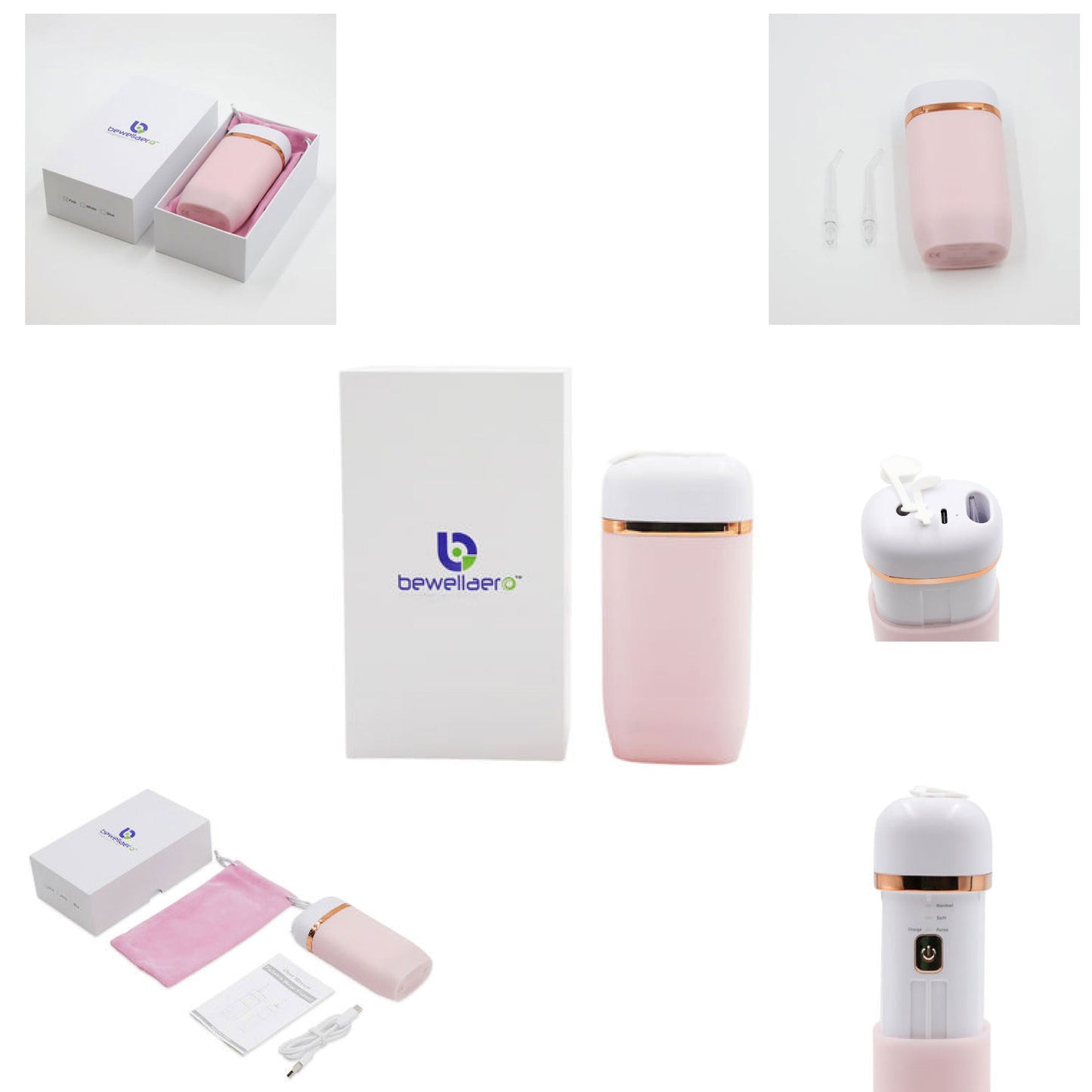 Teeth Water Flosser Cordless Portable Cleaner - Travel Oral Irrigator Mini Pink