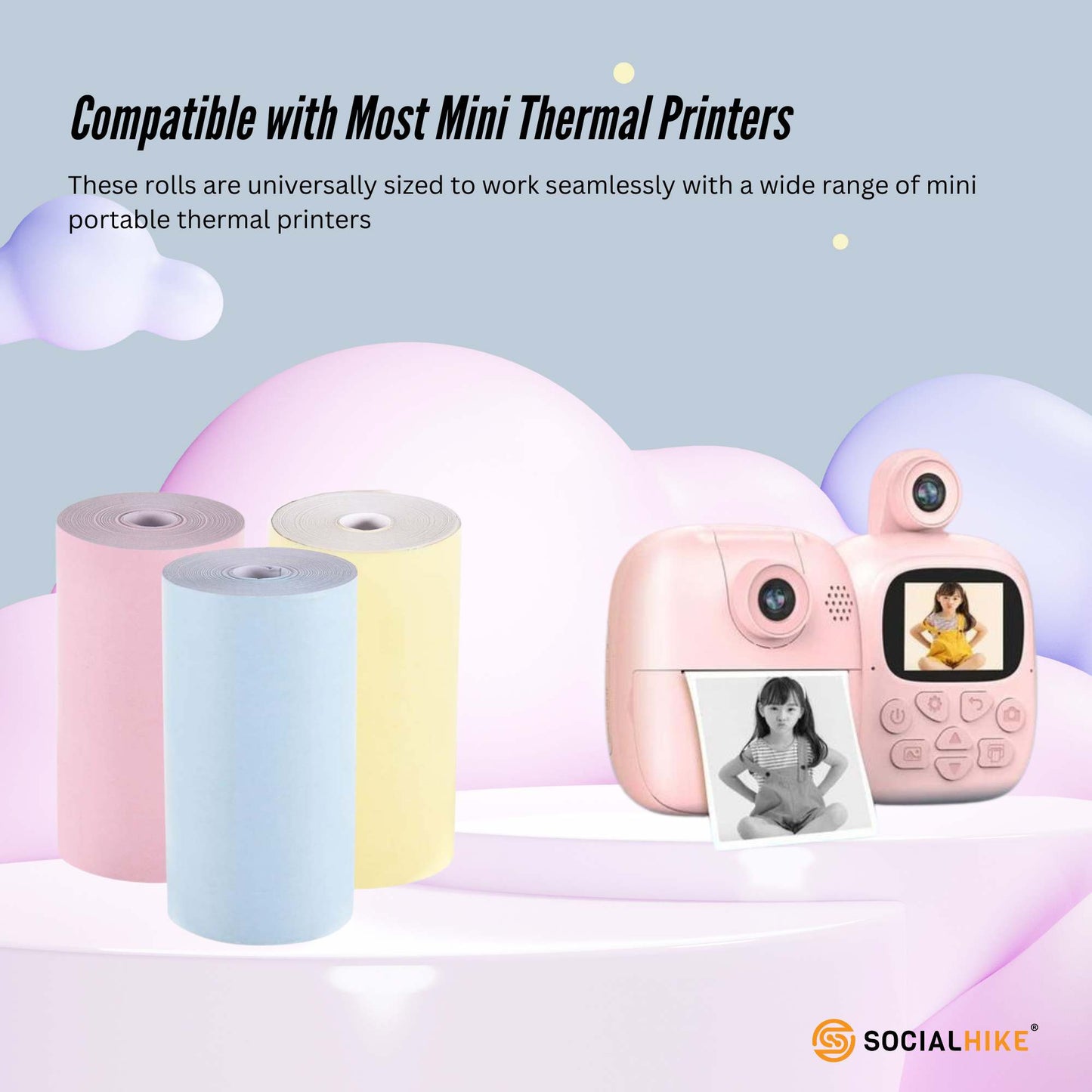 Social Hike 288x Thermal Paper Camera Rolls Colour - Instant Print Refill Bulk