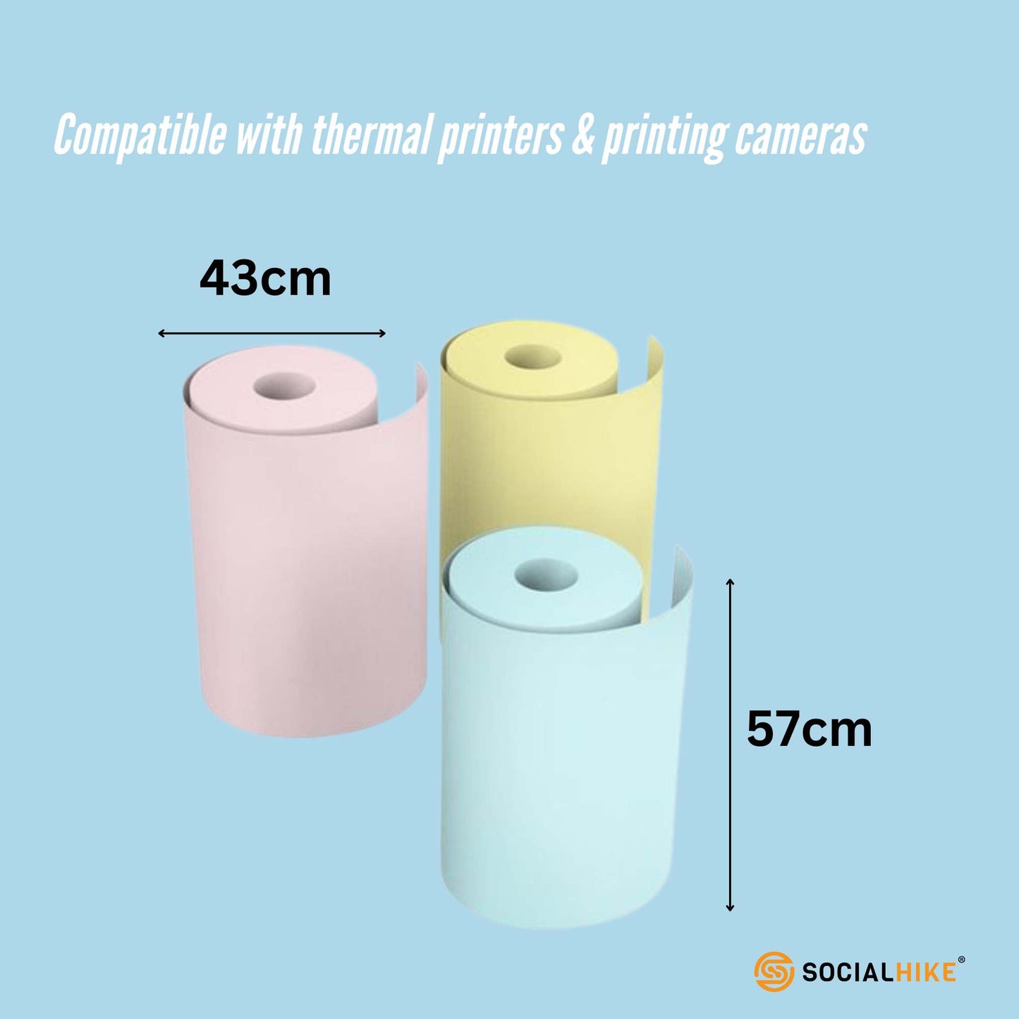 Social Hike Thermal Paper Camera Rolls Colour - Instant Print Printer Refill