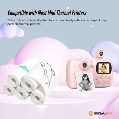 Social Hike Thermal Paper Camera Sticker Roll Packs - Instant Print Refill