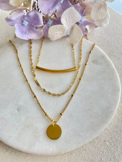 Three tiers of gold necklace – Tarnish Proof Jewellery