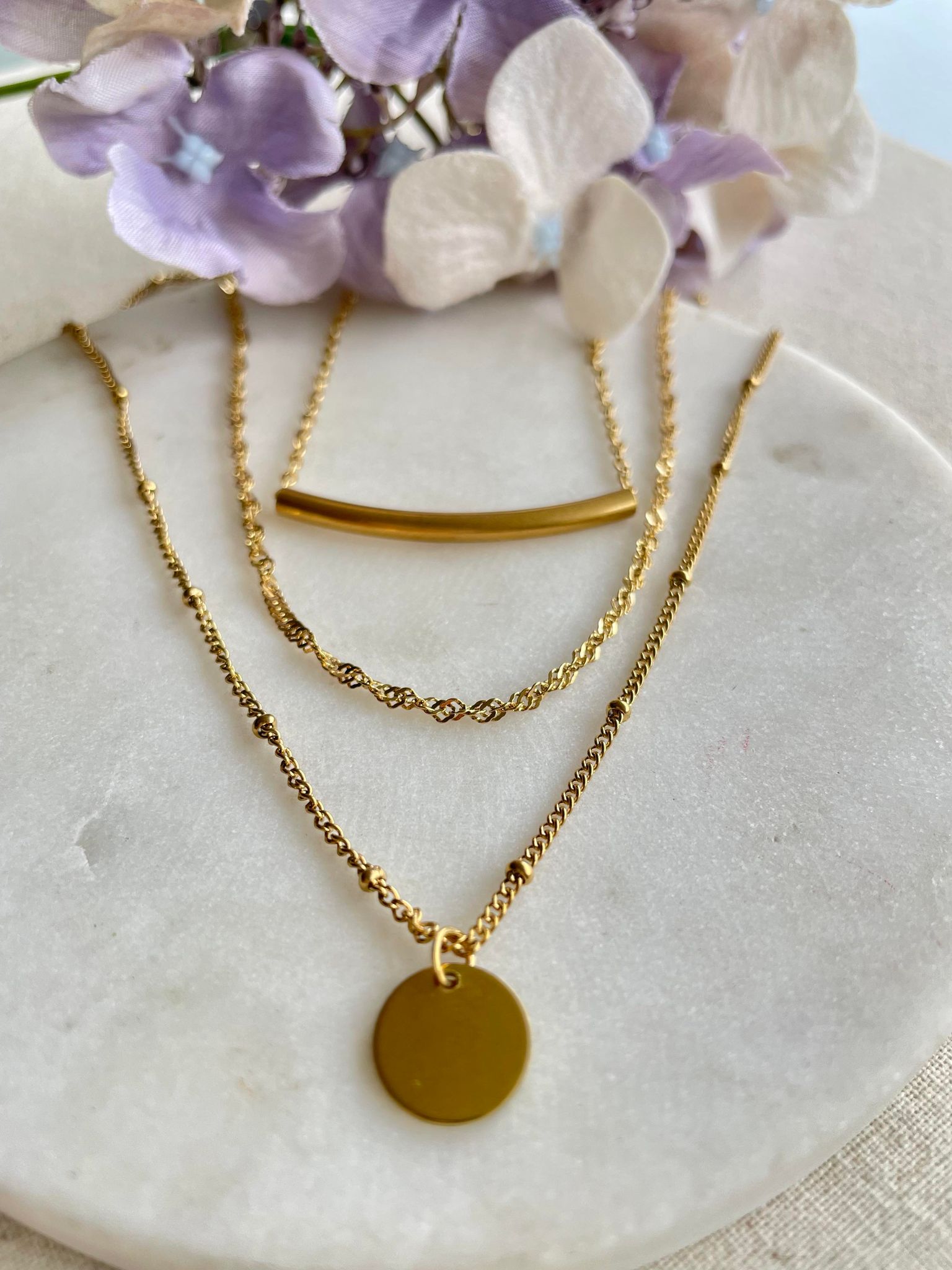Three tiers of gold necklace – Tarnish Proof Jewellery