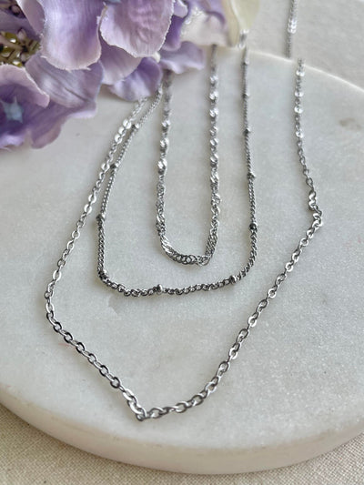 Three tiers of silver necklace – Tarnish Proof Jewellery