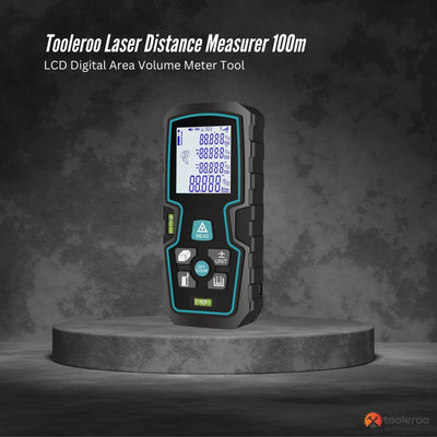 Tooleroo 100m Digital Laser Distance Measurer - LCD Area Volume Meter Tool