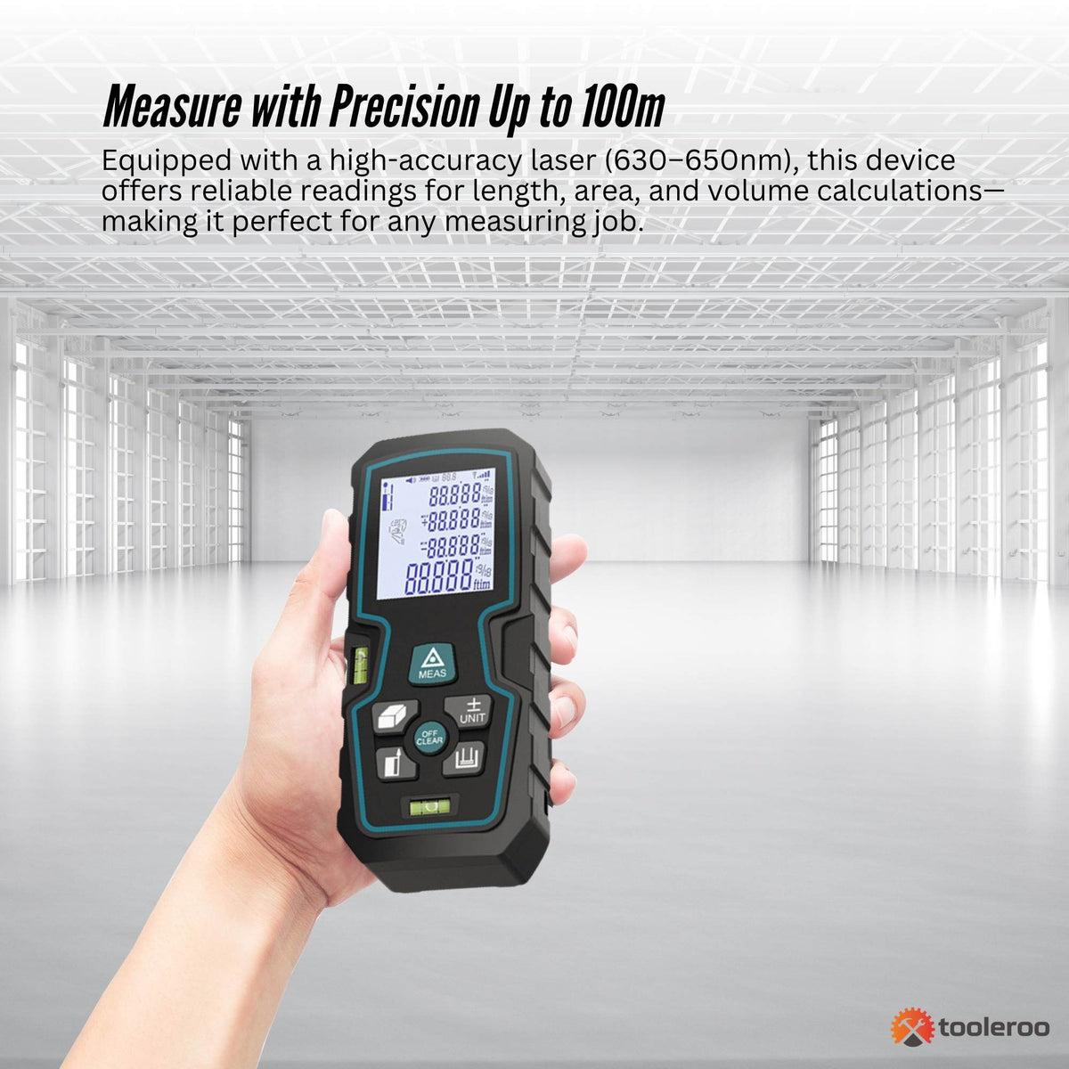 Tooleroo 100m Laser Distance Measurer Digital Area Volume Meter LCD Tool
