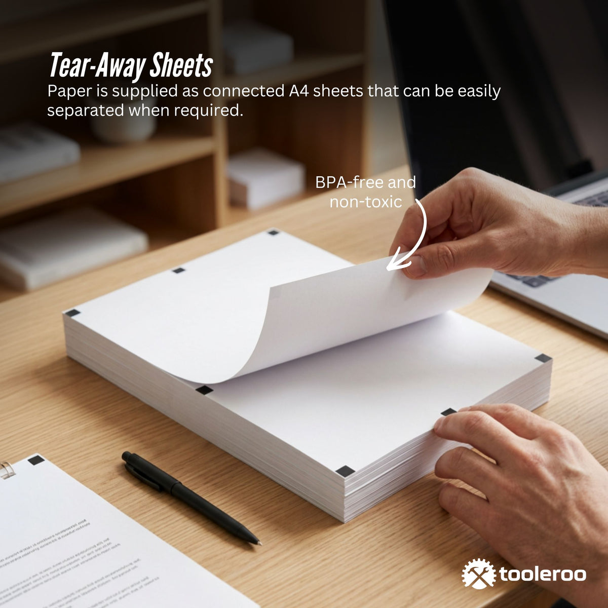 Tooleroo 100x Sheets A4 Thermal Printer Paper White - BPA Free