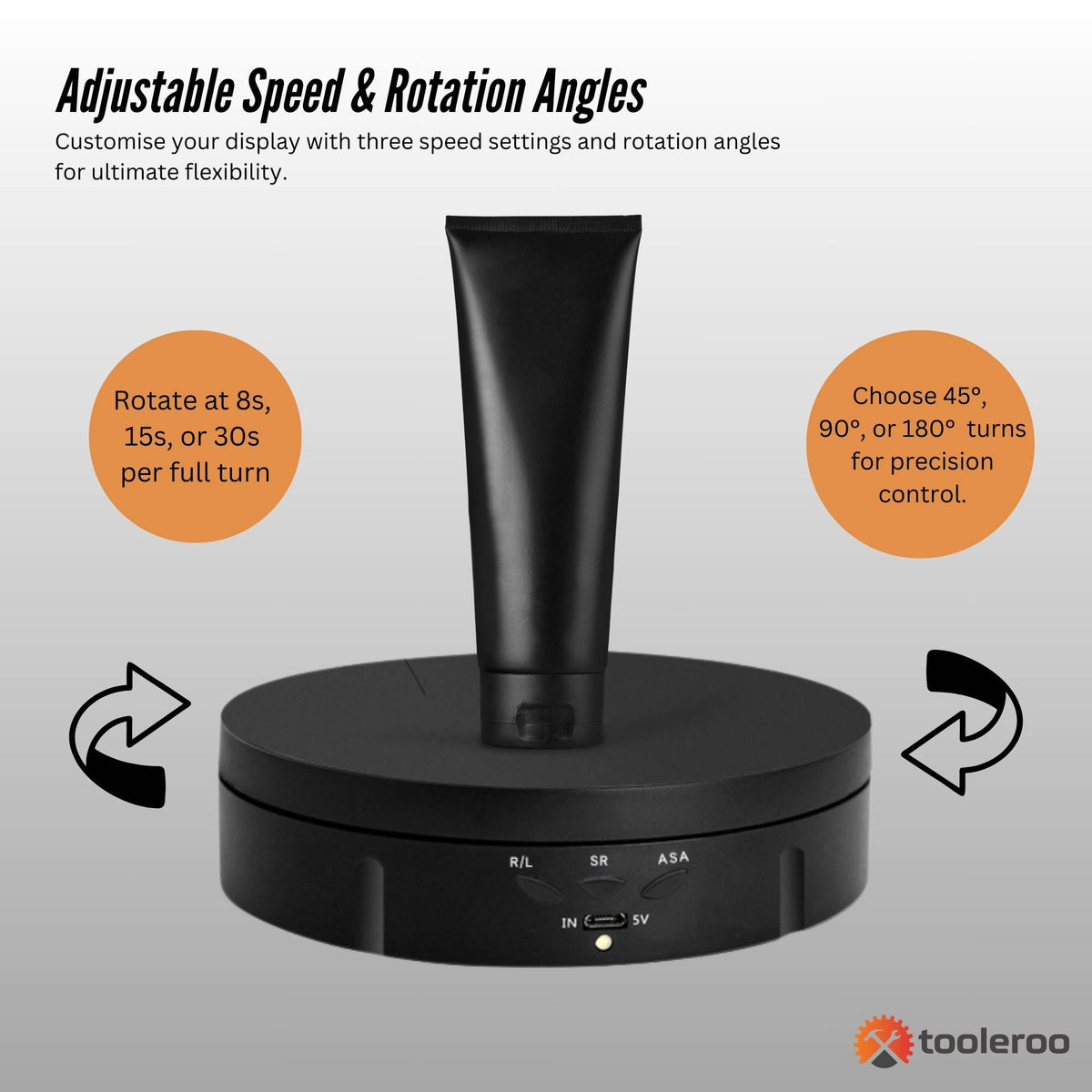 Tooleroo 360 Rotating Display Stand Electric Turntable Photography - Black