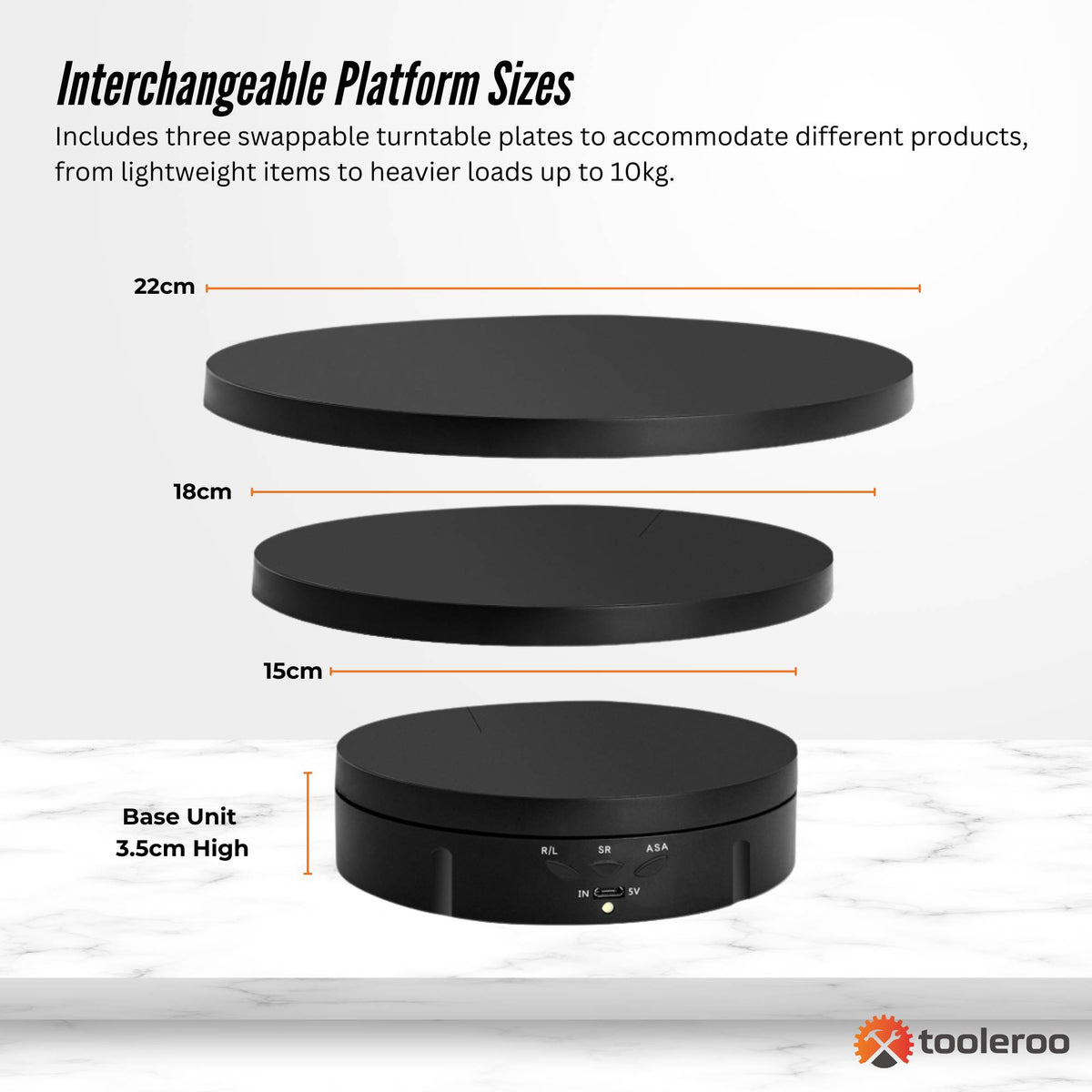 Tooleroo 360 Rotating Display Stand Electric Turntable Photography - Black