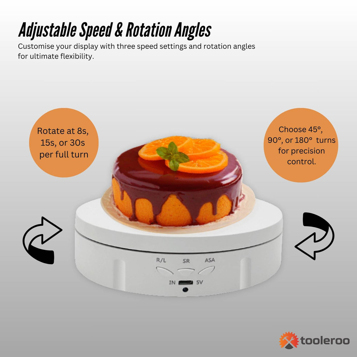 Tooleroo 360 Rotating Display Stand Electric Turntable Photography - White