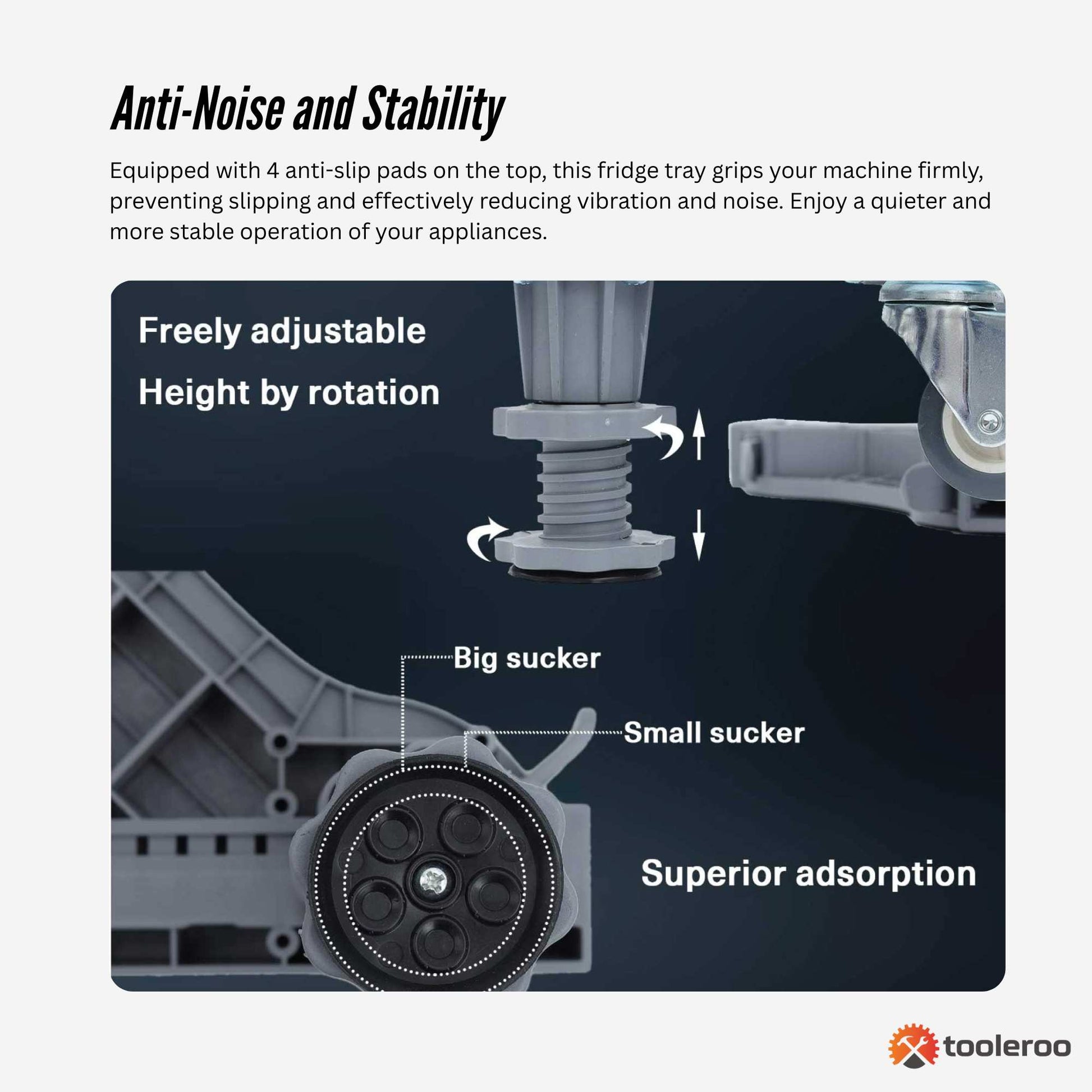 Tooleroo Adjustable Appliance Base Stand for Washing Machine with Locking Wheels
