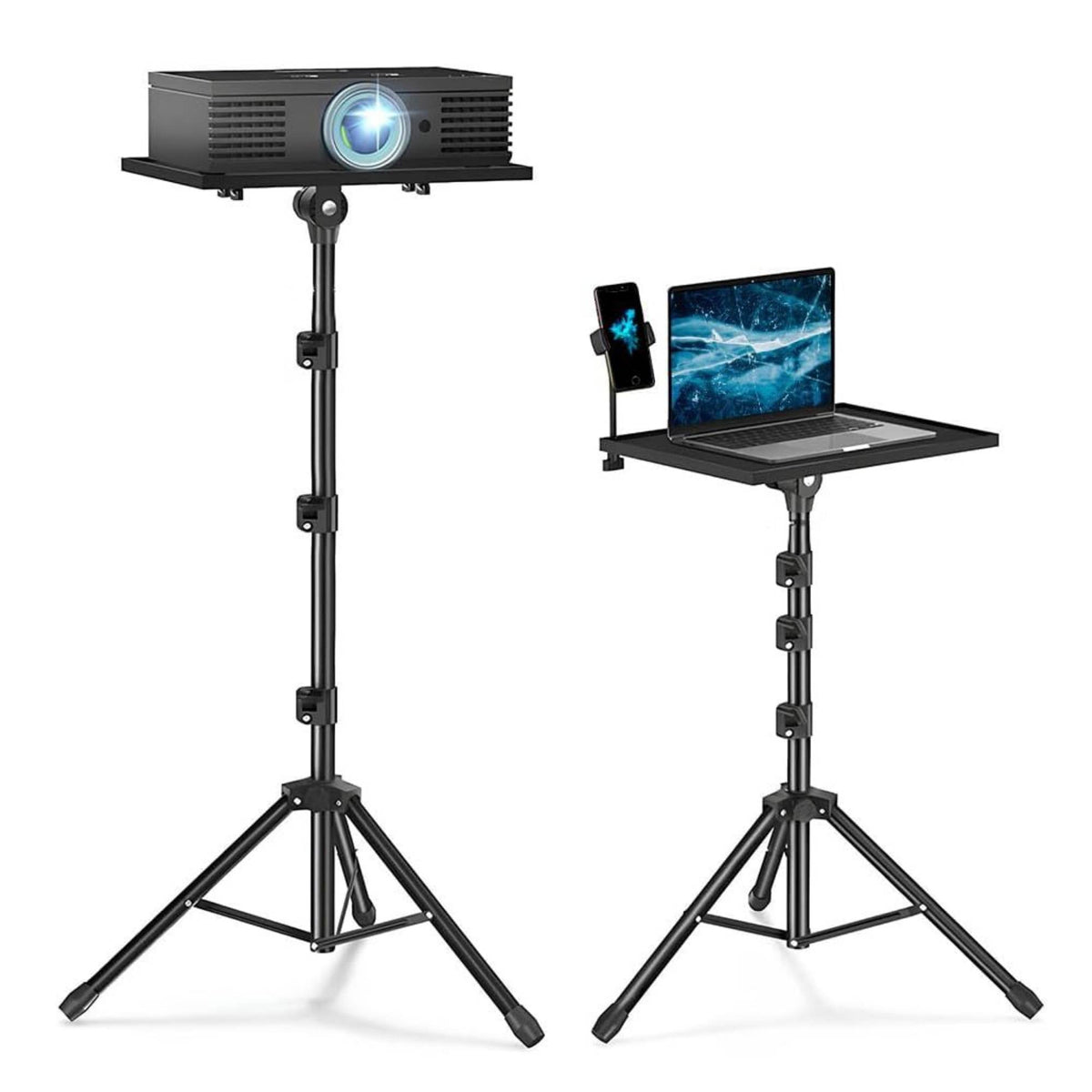 Tooleroo Laptop Stand Tripod - Adjustable Projector Holder With Phone Mount