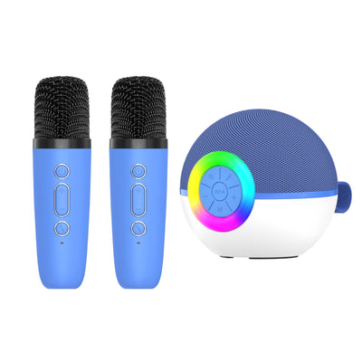 Tooleroo Mini Karaoke Machine 2 Wireless Mics Bluetooth Speaker Blue
