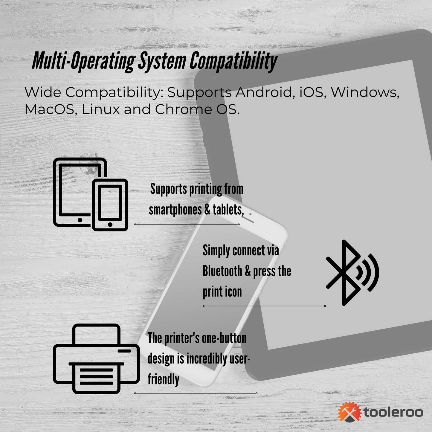 Tooleroo Portable A4 Thermal Printer Black + Tattoo Stencil Paper - Wireless