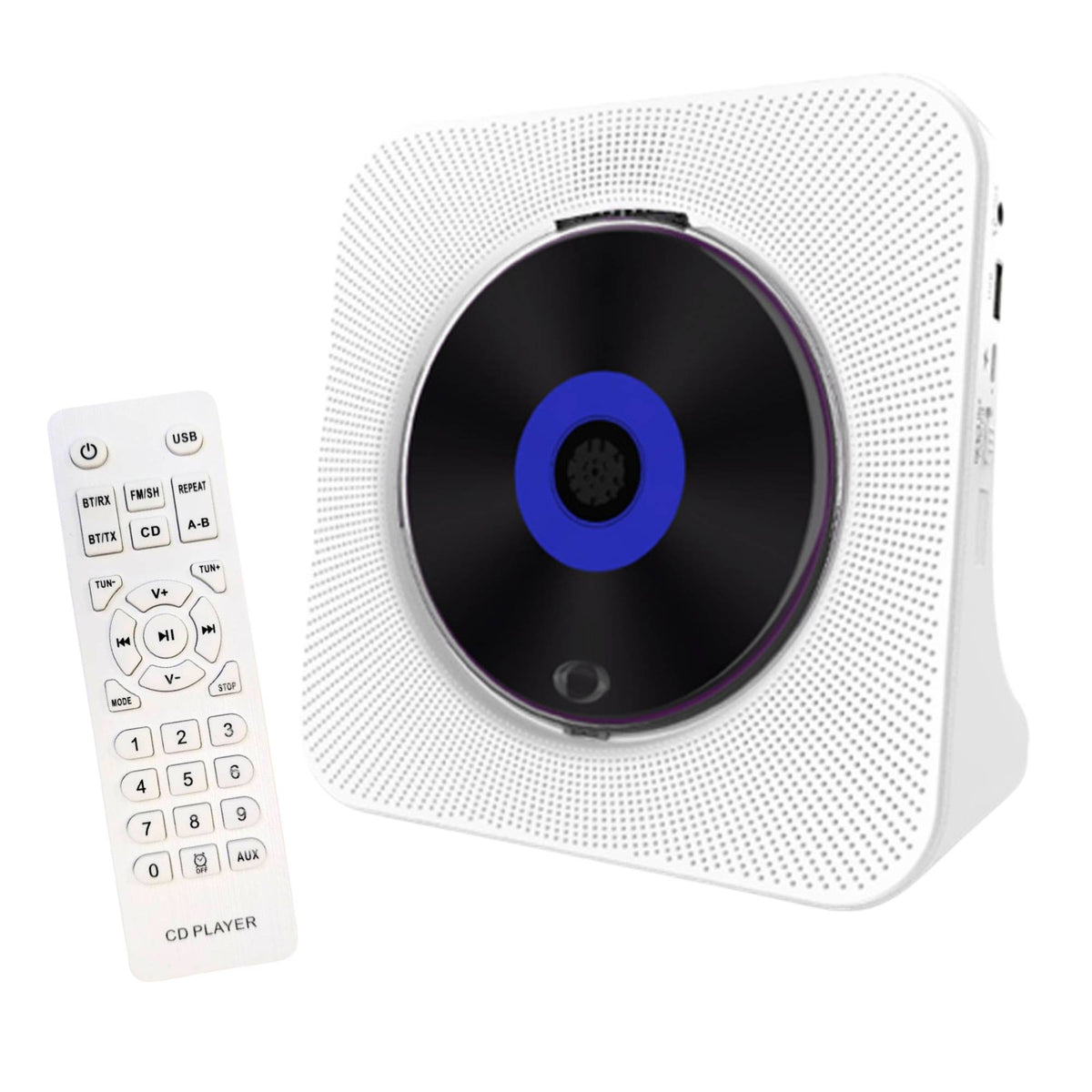Tooleroo USB Rechargeable Desktop CD Player Speaker – Bluetooth Portable White
