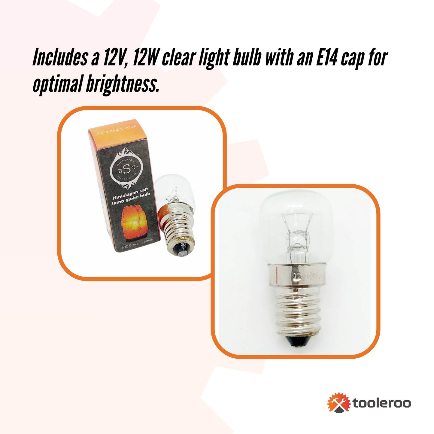 Tooleroo Salt Lamp Switch + E14 Bulb - Replacement Parts for Himalayan Lamp