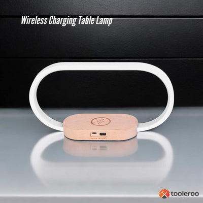 Tooleroo Wireless Phone Charger Table Lamp USB Charging Bedside Light Clock