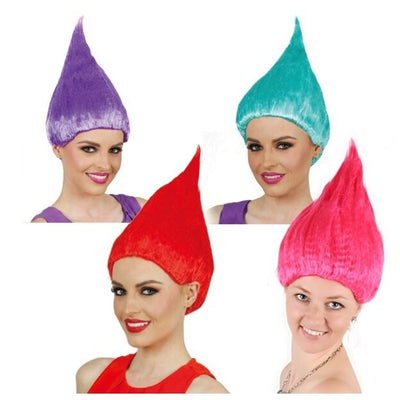 Troll Wig Short Cosplay Party Costumes Fancy Dress Red Blue Pink Purple Green