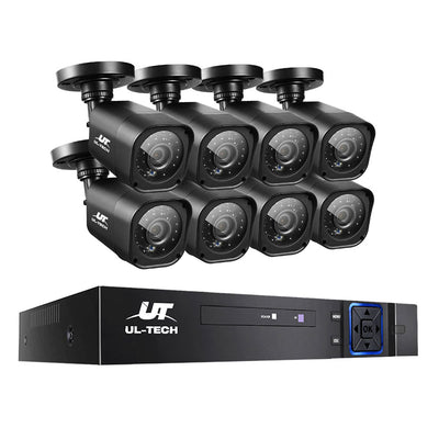 UL-TECH 1080P Security Camera System 8CH DVR with 8 CCTV Square Cameras
