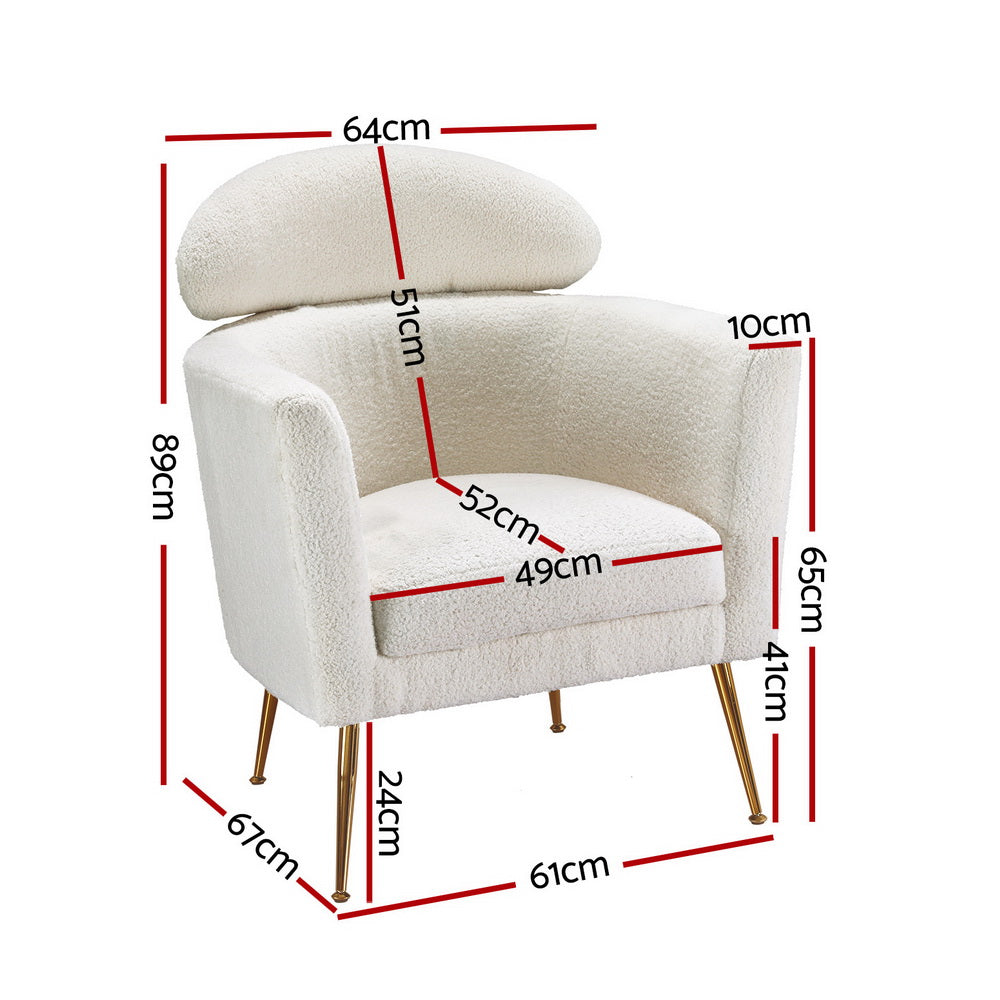 Artiss Armchair Boucle Fabric White Yoli