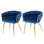 1 Set of 2 Artiss Dining Chairs Velvet Weaving Armchair Blue