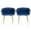 1 Set of 2 Artiss Dining Chairs Velvet Weaving Armchair Blue